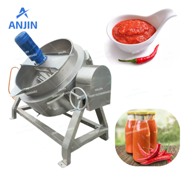 Automatic Gas heating Jacket cooking pot Jacketed Kettle with Stirrer for chilli sauce - Image 2