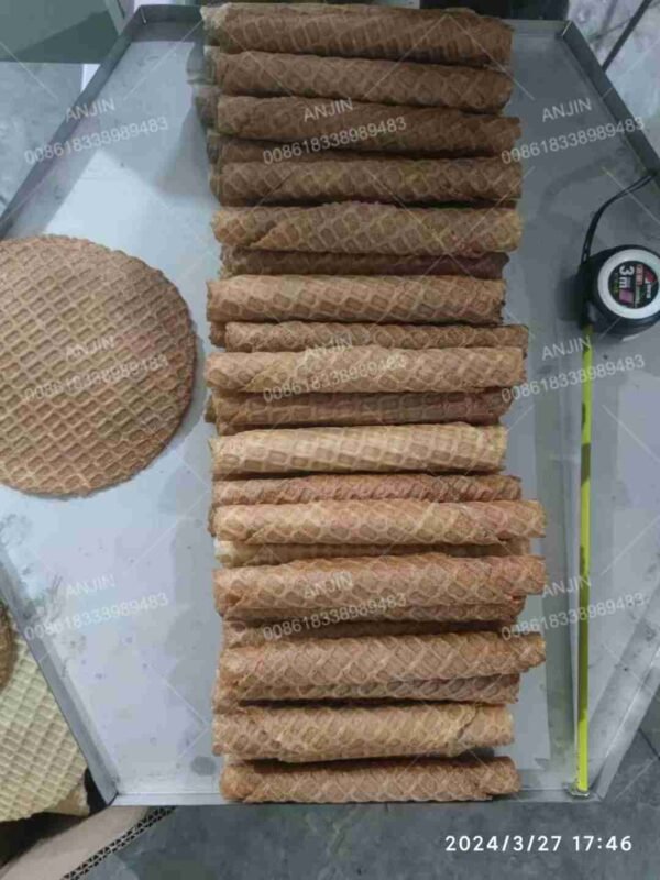 Automatic Chocolate Egg Roll Making Machine Sesame Waffle Roll Machine - Image 7